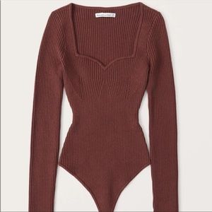 Abercrombie and Fitch Long Sleeve Sweetheart Sweater Bodysuit